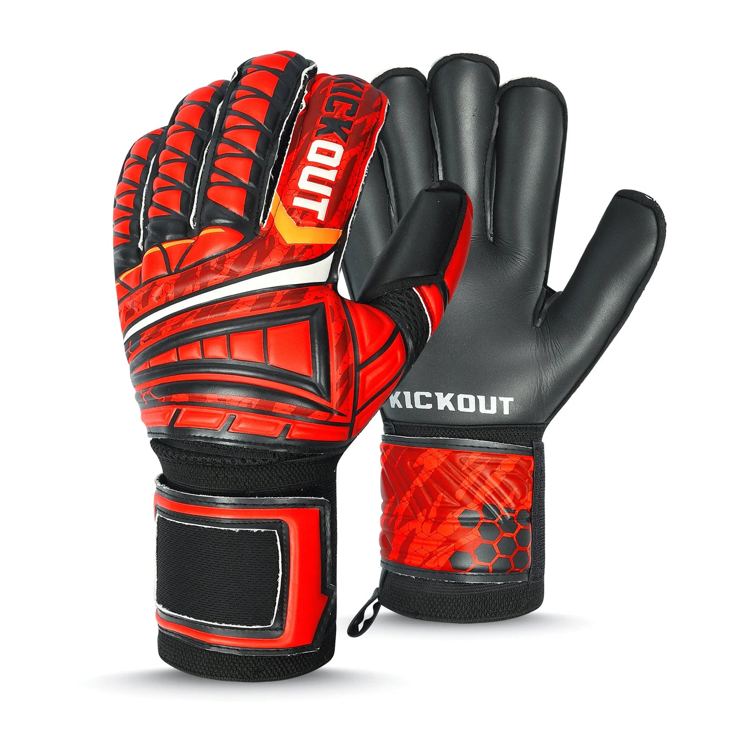 Kickout Red Rage Goal Keeper Glove with Finger Saves Kickout